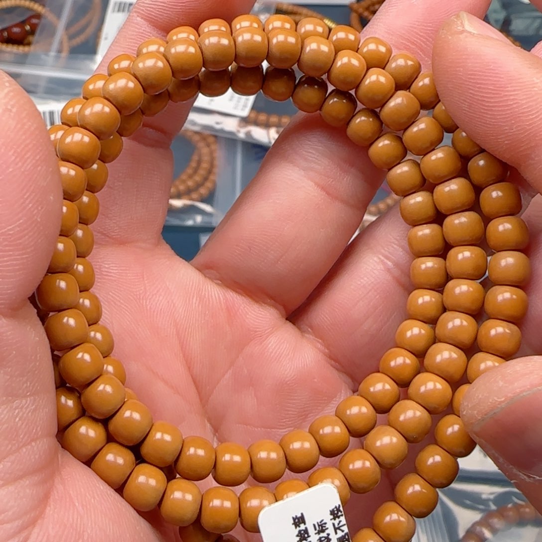 手串橄榄核老挝SS级核尖极限弧尺寸6.4×120颗全无白