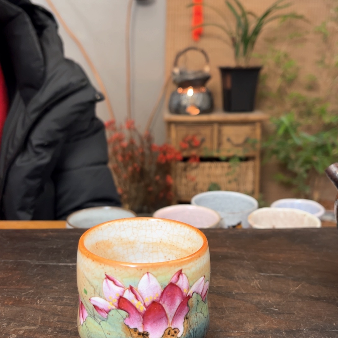 杯景德镇柴烧手绘杯