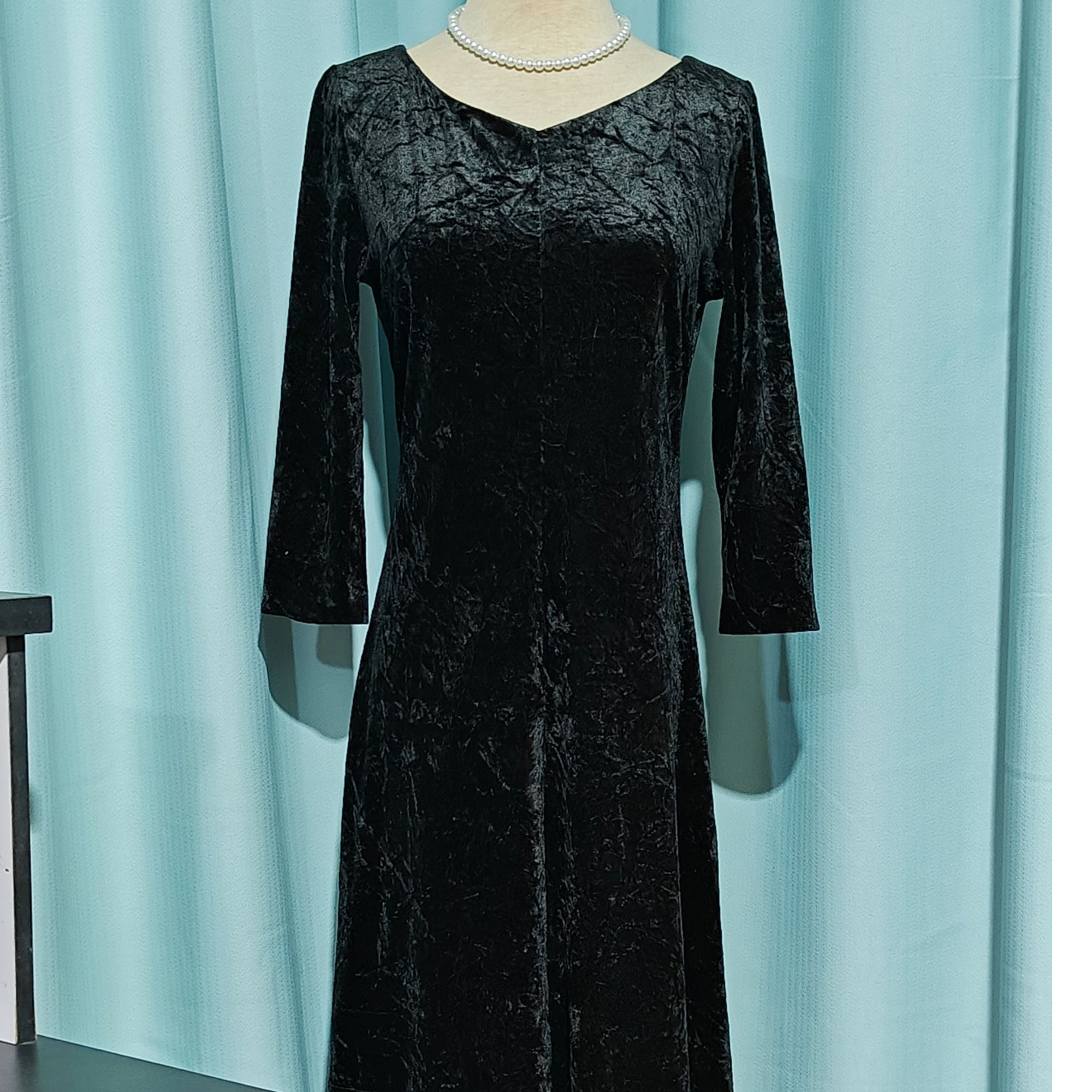 古着vintage 复古孤品日系毛呢秋冬气质女连衣裙