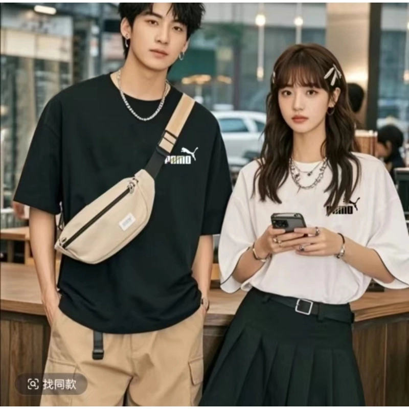 短袖圆领修身型春夏单肩运动常规潮流印花T恤夏季