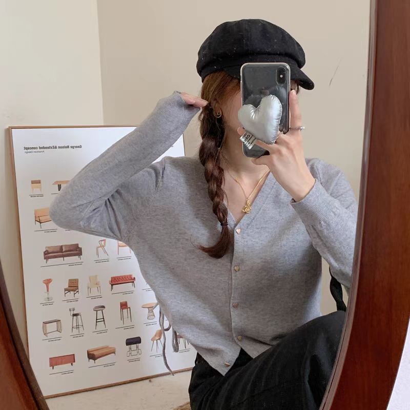 5360时尚V领系带爱心纽扣针织开衫823191061