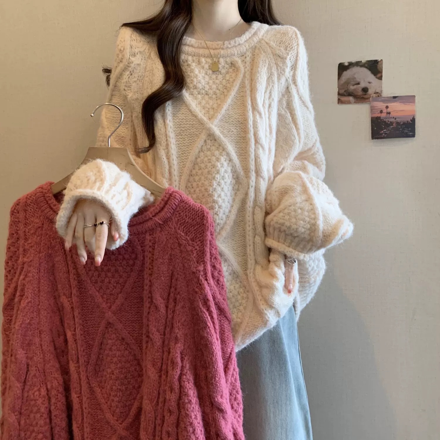 【701-750】秋冬针织套头毛衣慵懒风洋气百搭宽松加厚