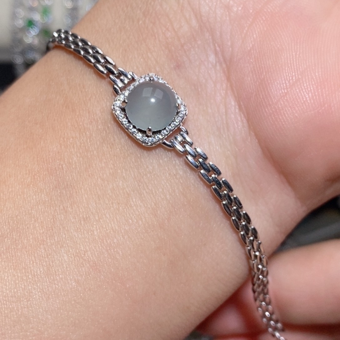 翡翠手链银S925镶嵌b j j o