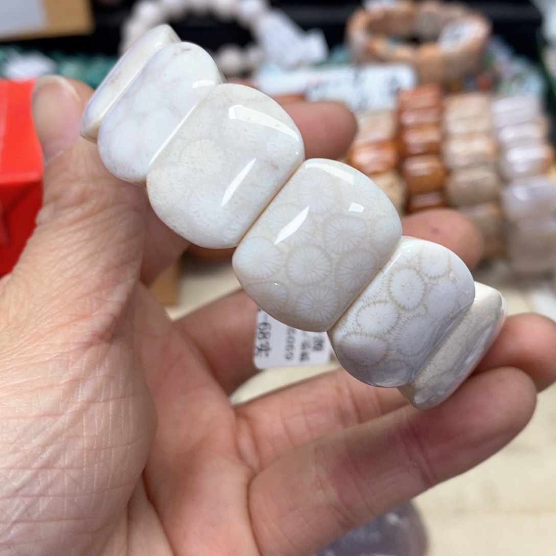 硅化珊瑚（珊瑚玉）手链未镶嵌柠**•713