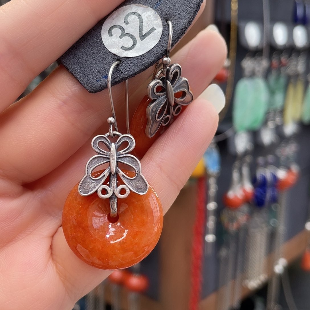 翡翠耳饰银S925镶嵌@****@773ghnggg