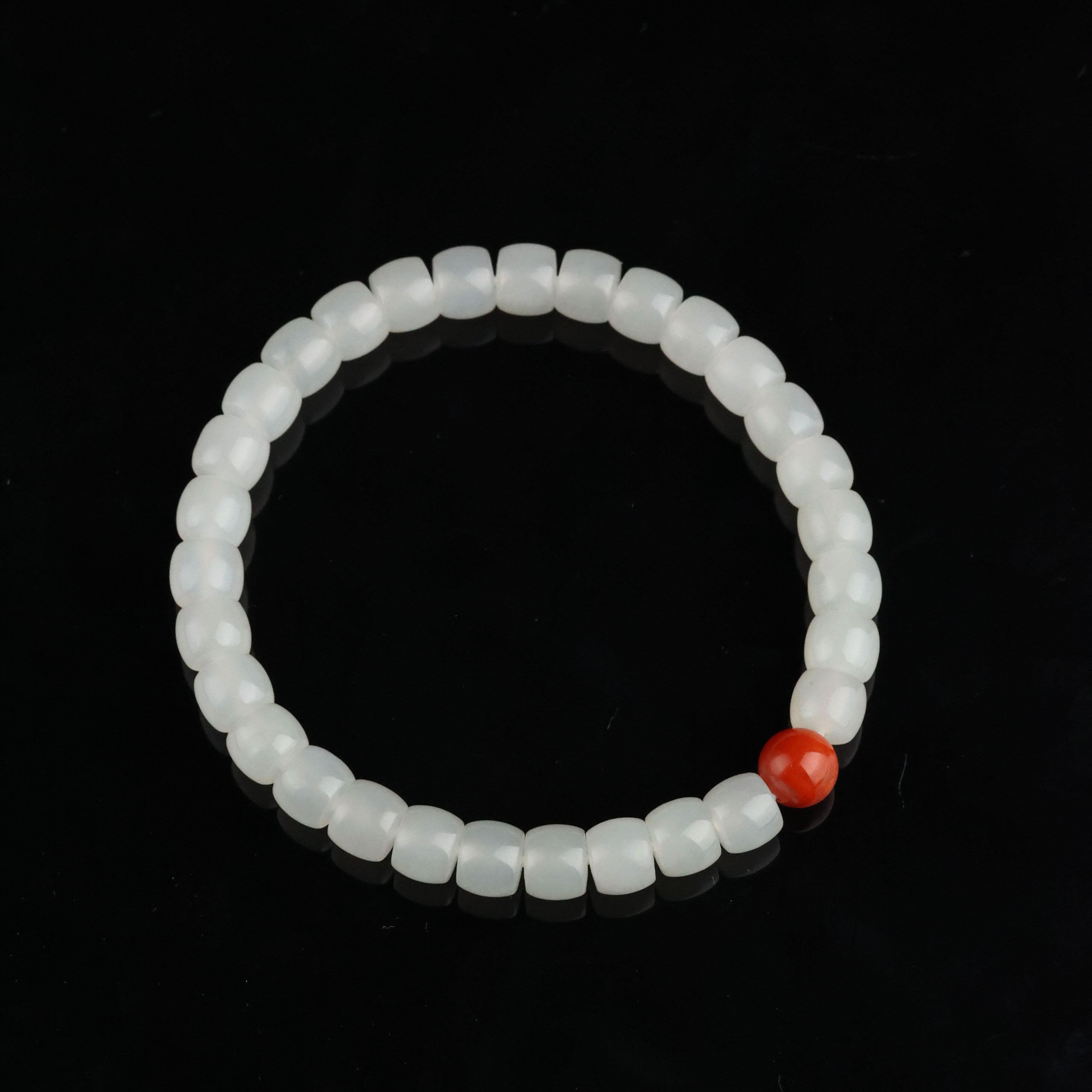 【玉福珠宝】和田玉白玉直切南红手串-S3792-华