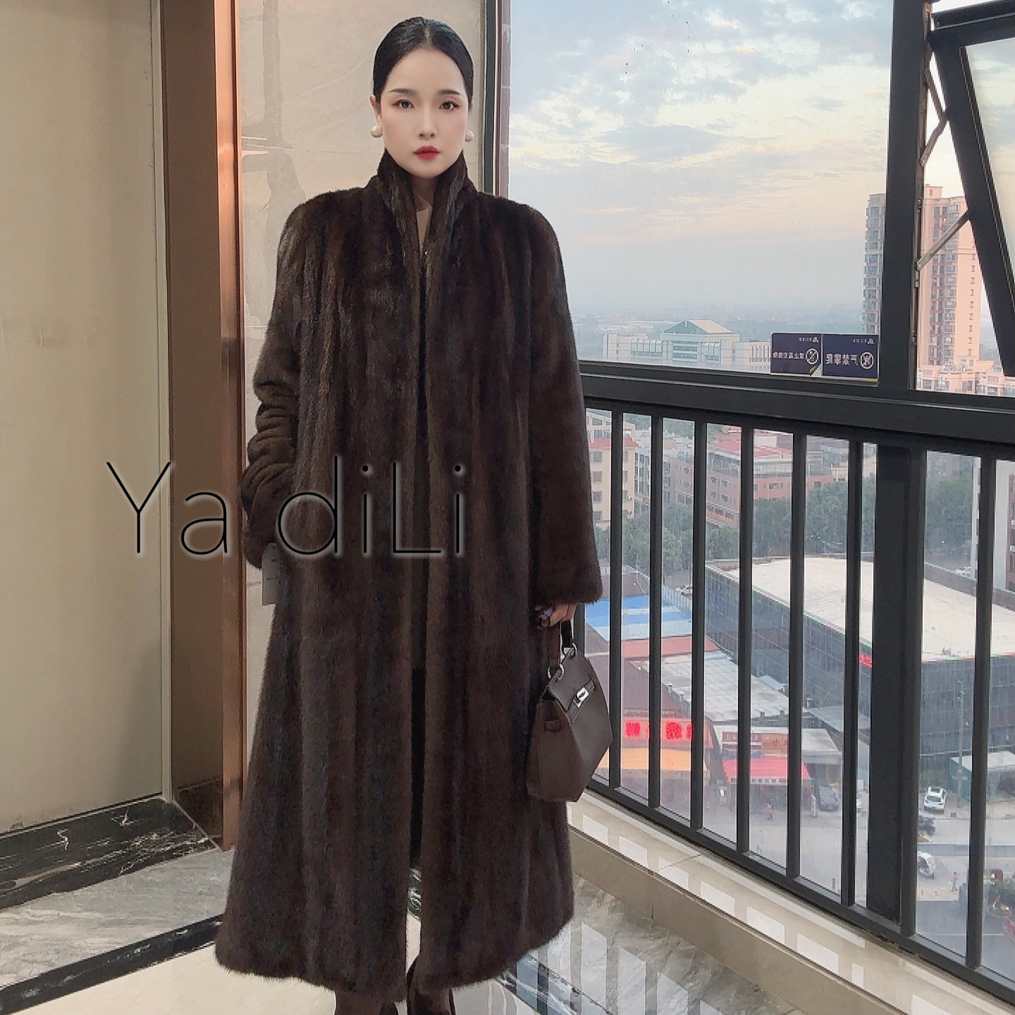 富家千金 复古风款水貂皮草长款倾果领气质加厚外套大衣女冬新款