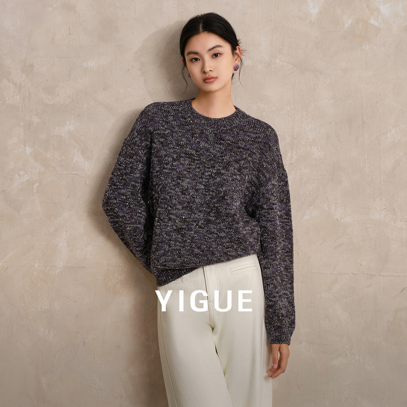 【大瑶专属】亦谷圆领毛衣毛衫女新款气质混色针织上衣G5WAM300