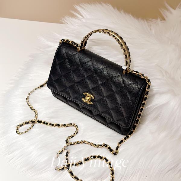 大吉中古/Chanel香奈儿24A黑金金属手柄woc斜挎包