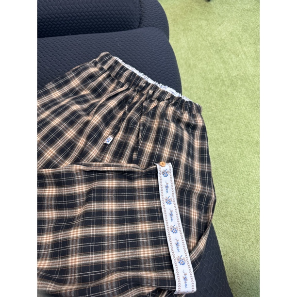 BBCUTE/ 中古拼接 刺绣花边 直筒休闲裤