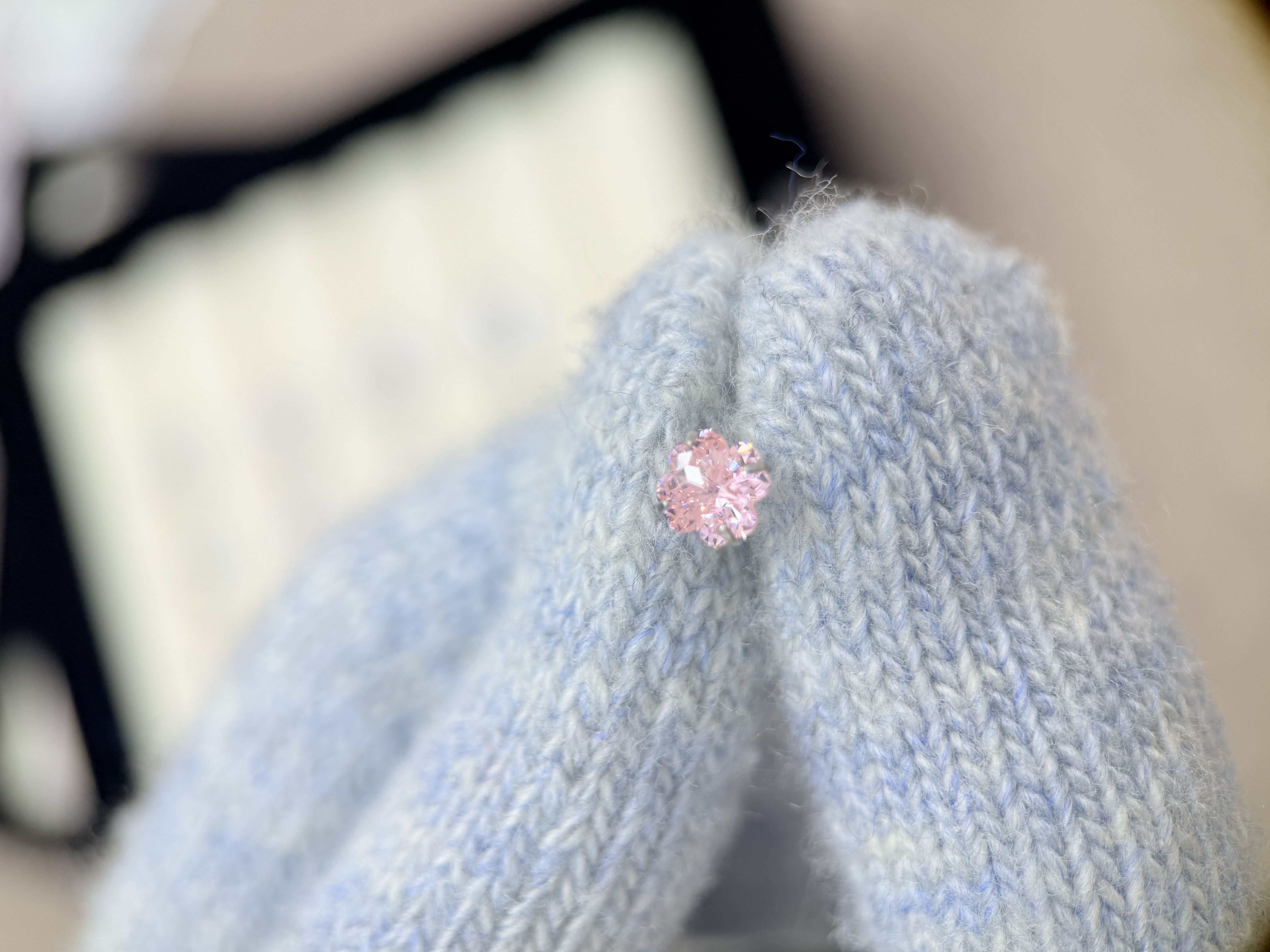 钛钢锆石耳饰 A538 帕粉幸运四叶花锆石6mm耳骨钉耳钉