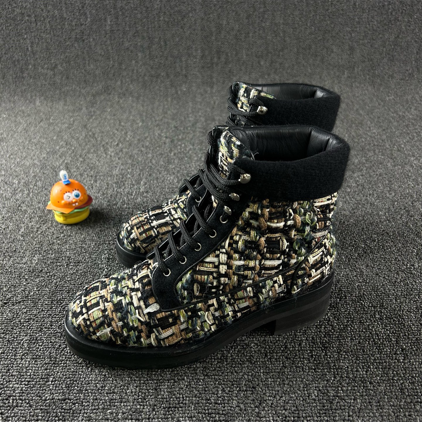 99新 Chanel/香奈儿 粗花呢短靴36.5码 HB5386 