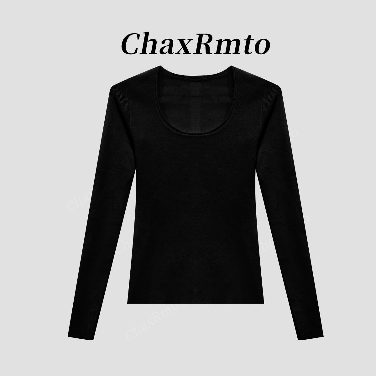 ChaxRmto斯斯“懒人打底”修身百搭U领长袖内搭打底衫TX1439