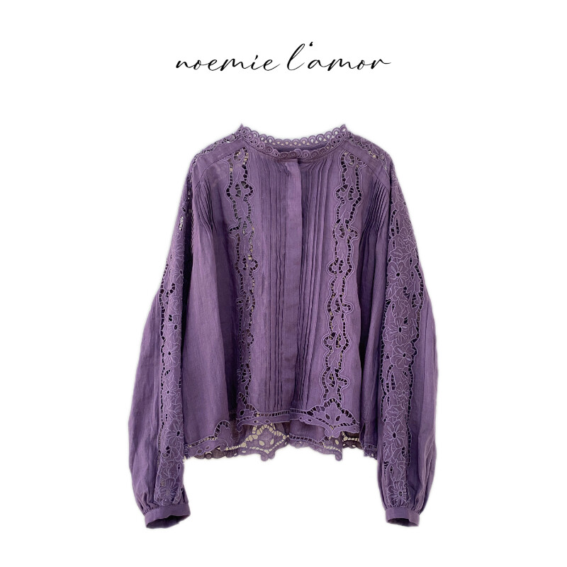 立领长袖镂空衬衫女2025新款复古优雅千金清冷感贵系衣服6763