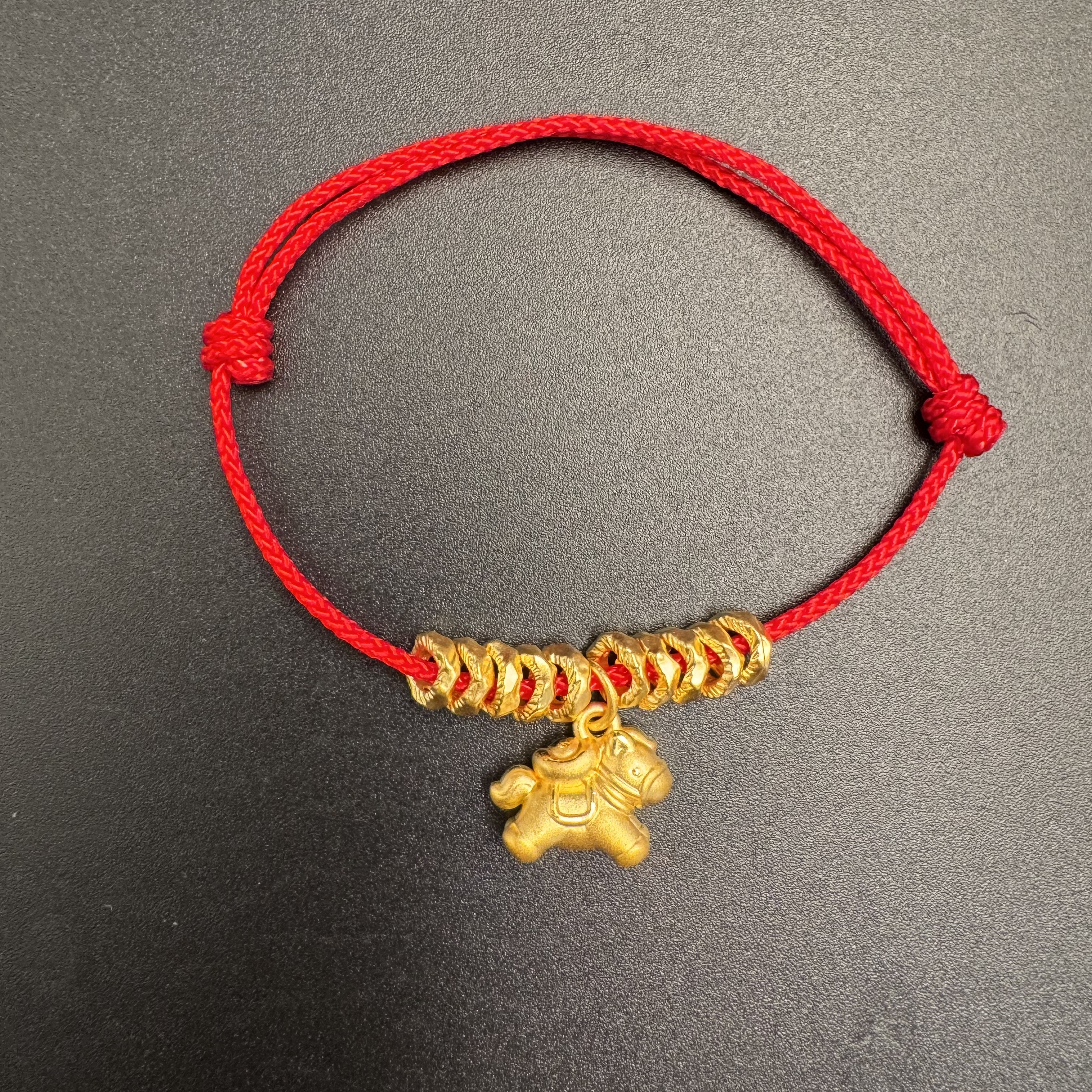 足金999  古法工艺 盘缠黄金元宝马手绳