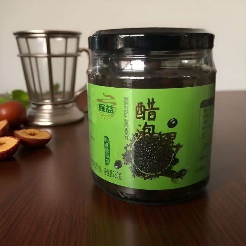 醋泡黑豆原味蜂蜜味酸甜软糯乌皮绿芯黑豆即食特产