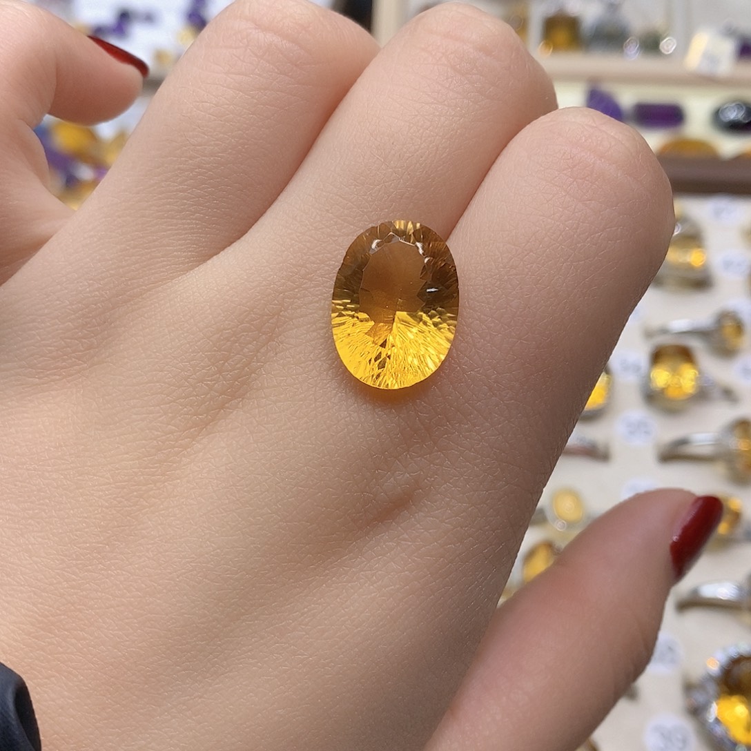 钱***金未镶嵌水晶戒指纯天然黄水晶裸石定制J