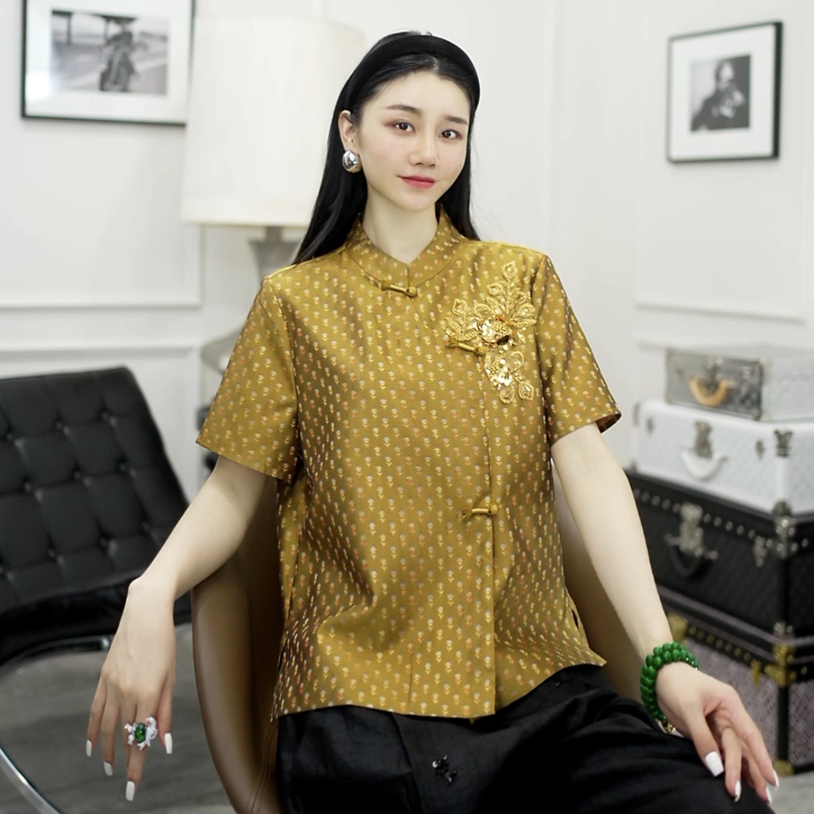 Betty Bairn【匠心/ 金菱雅韵】中式高定桑蚕丝上衣25B-BW10553