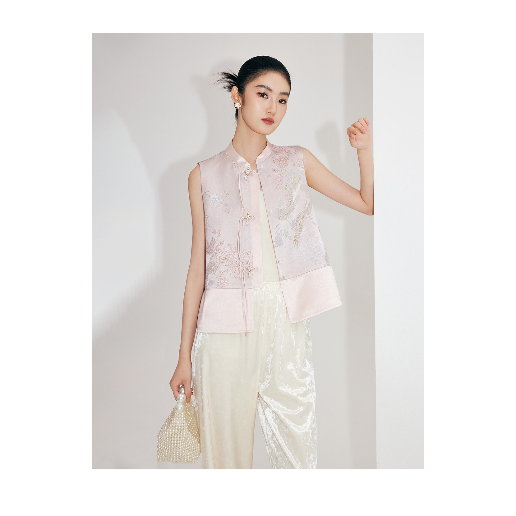 【达人专属】Mandy Zhang高端金丝刺绣马甲女提花背心MMJ0137