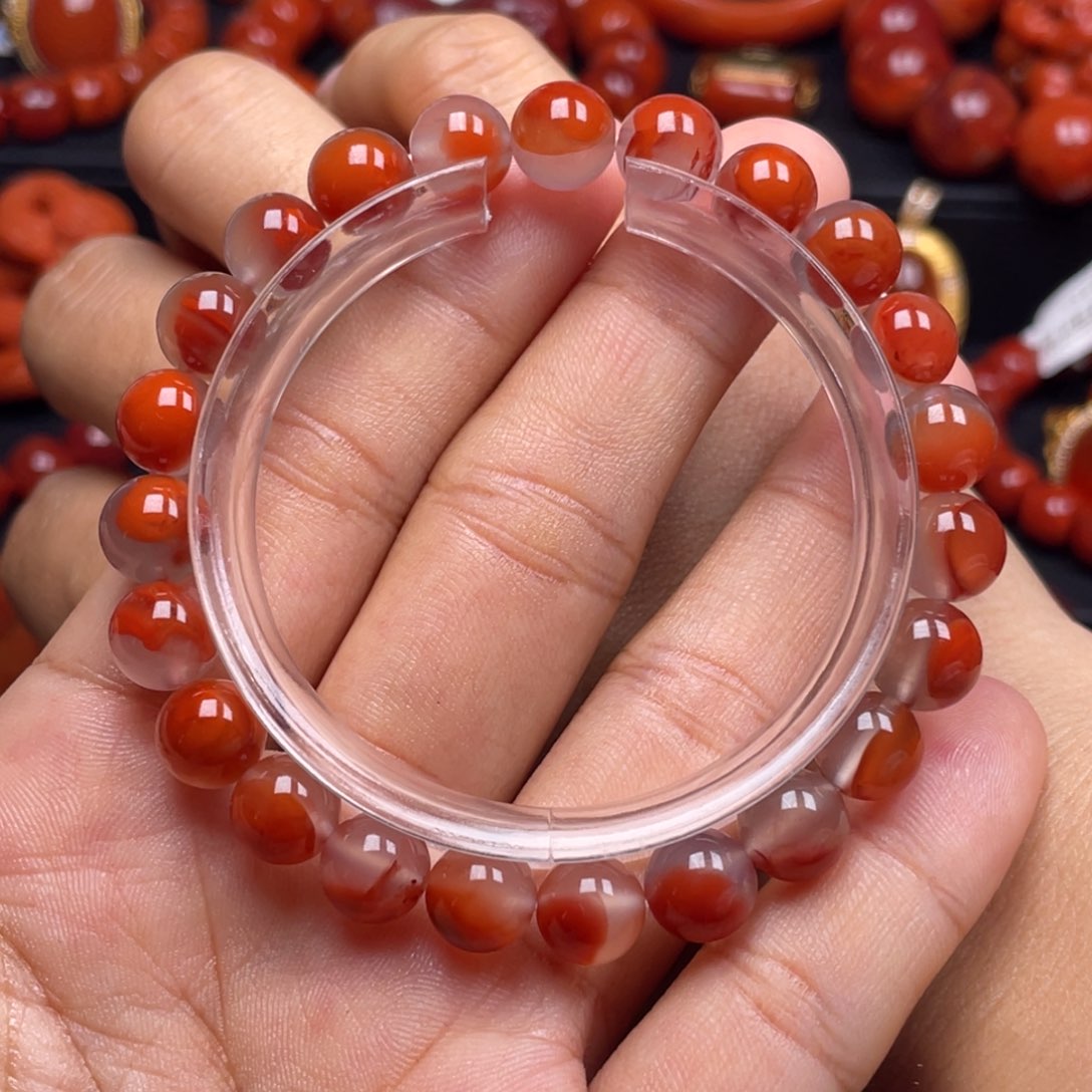 南红玛瑙珠宝奇石未镶嵌单圈8.5mm