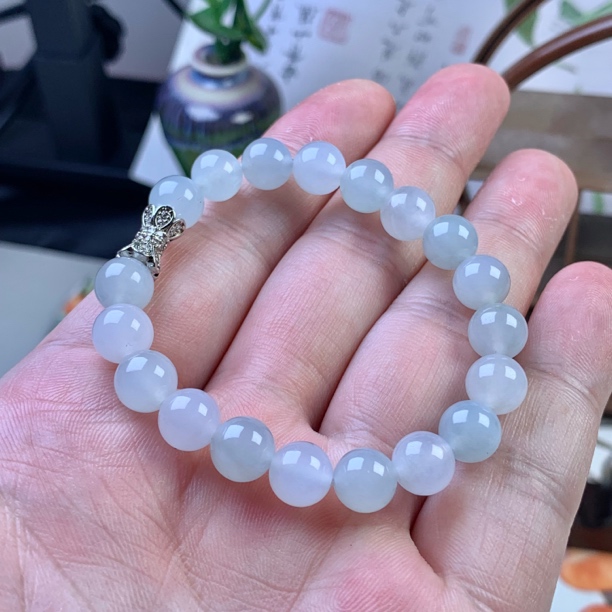 翡翠手串卡8.5mm正品保a冰透种