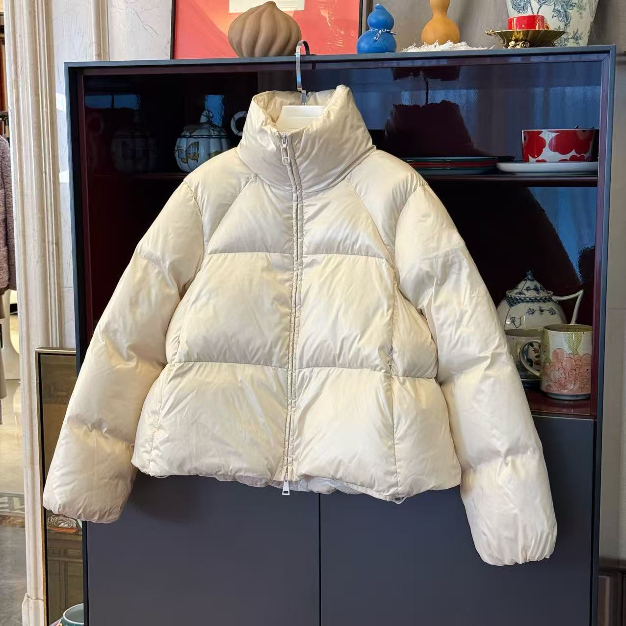 MYL 2025秋冬新品锦纶白色羽绒服立领长袖四格羽绒外套宽松面包服