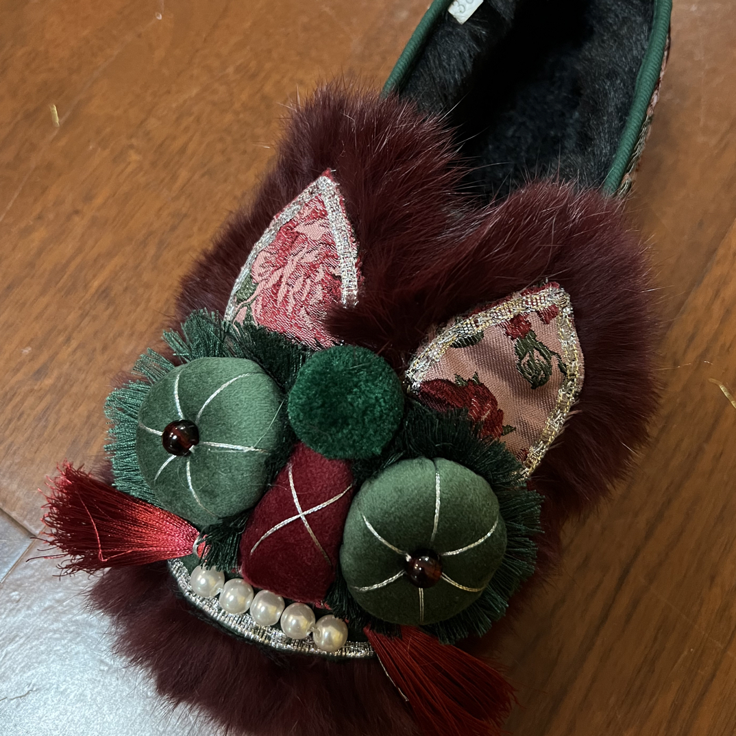 棉鞋玫瑰色手工千层底（加大一码拍）