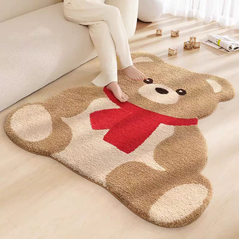 卡通异形植绒地毯垫子耐脏防滑卧室床边毯客厅茶几垫家用可爱地垫