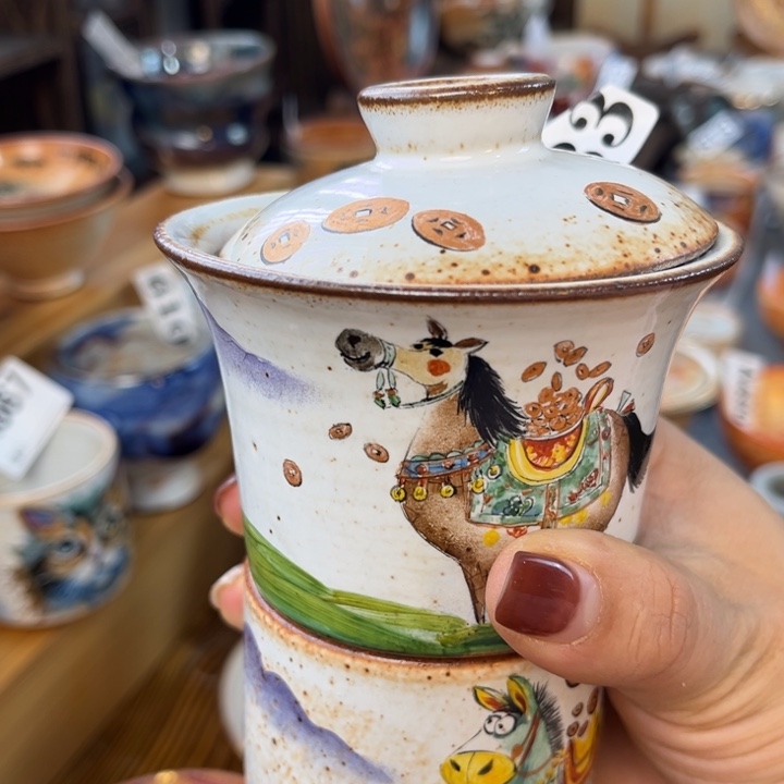 小****全手工柴烧志野手绘333.352一套