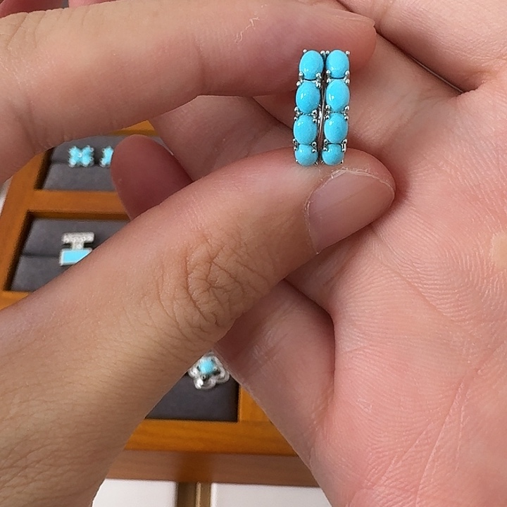 m***3绿松石银S925镶嵌耳饰