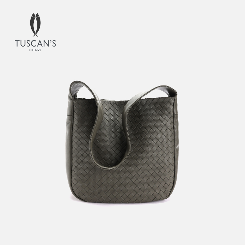 TUSCAN'S轻奢简约编织羊皮单肩包小众女士百搭通勤托特包时代双鱼