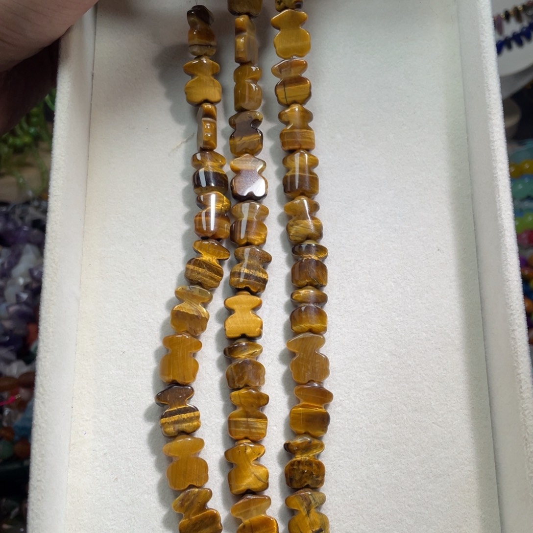 石英质玉，虎眼小熊仔12mm13颗，未镶嵌