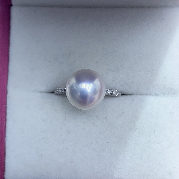 淡水珍珠戒指银S925镶嵌兮*