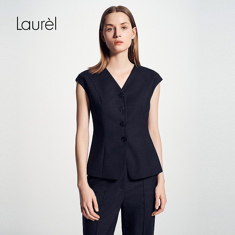 Laurel25春夏新款V领通勤马甲女LWD346B00200