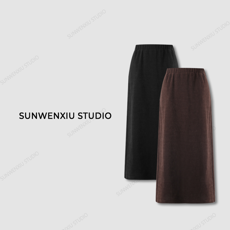 swx studio5店 “返场瘦瘦裙” 秋冬基础百搭雪尼尔松紧腰半身裙