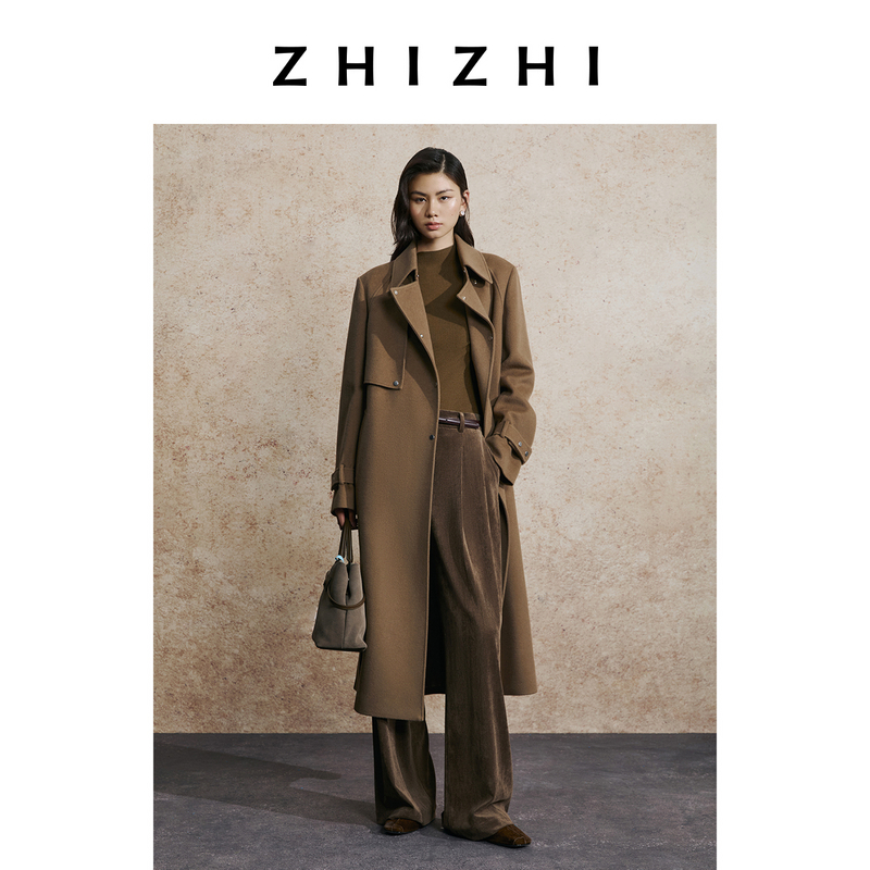 致知 金浮图 全羊毛长款单面毛呢风衣大衣时尚25新款ZZ2EAWWZ033