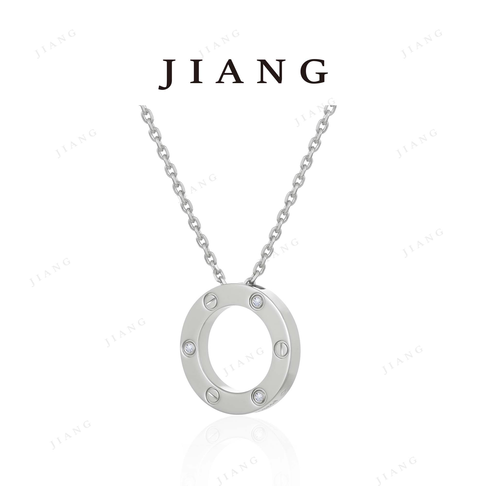 铜合金项链 时尚百搭银色饼项链 P1072