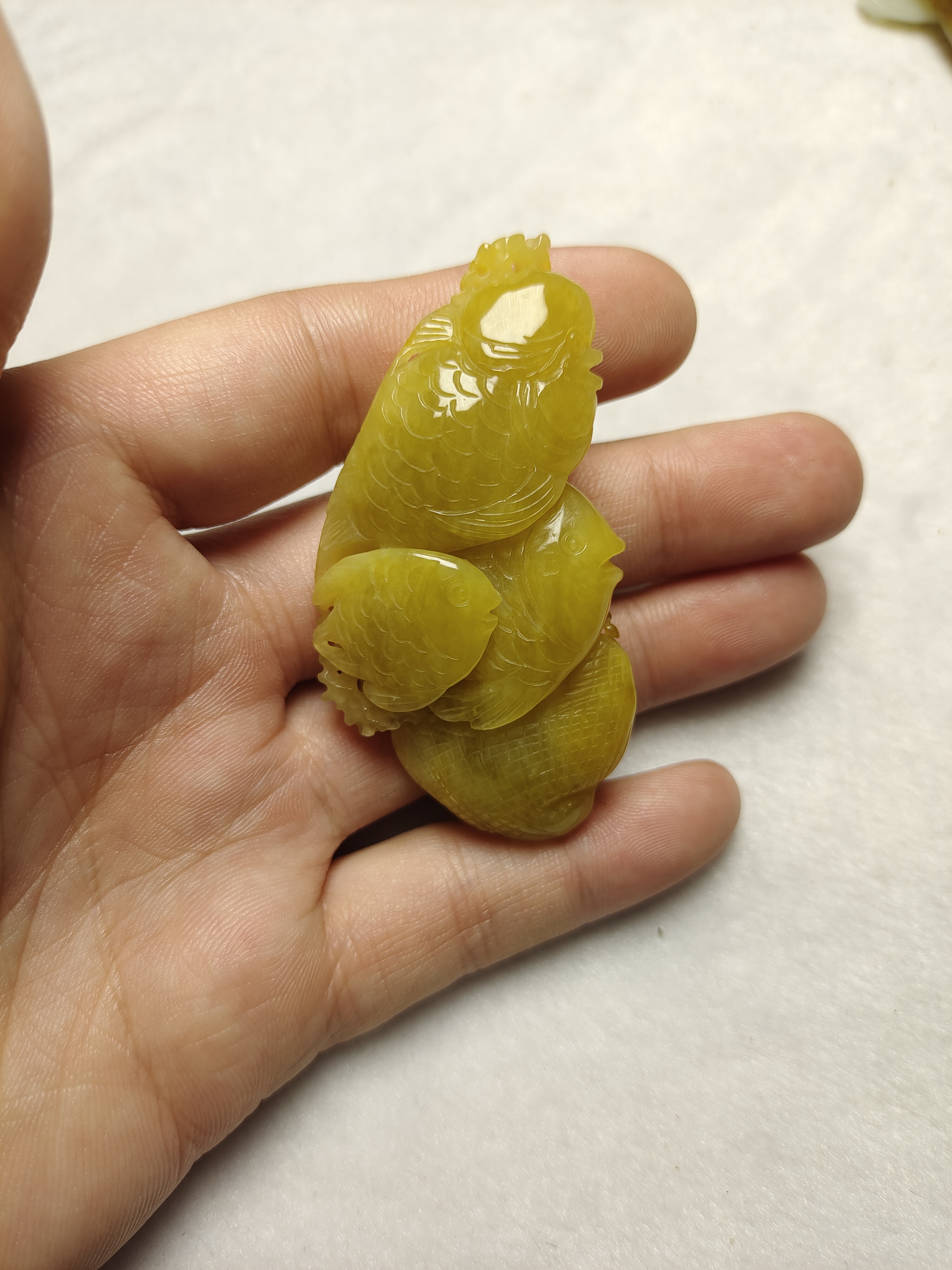 天然花玉  手工立体雕刻  