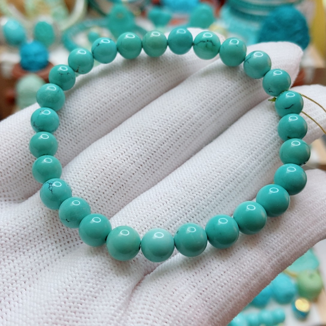 绿松石未镶嵌圆珠手串6.5m