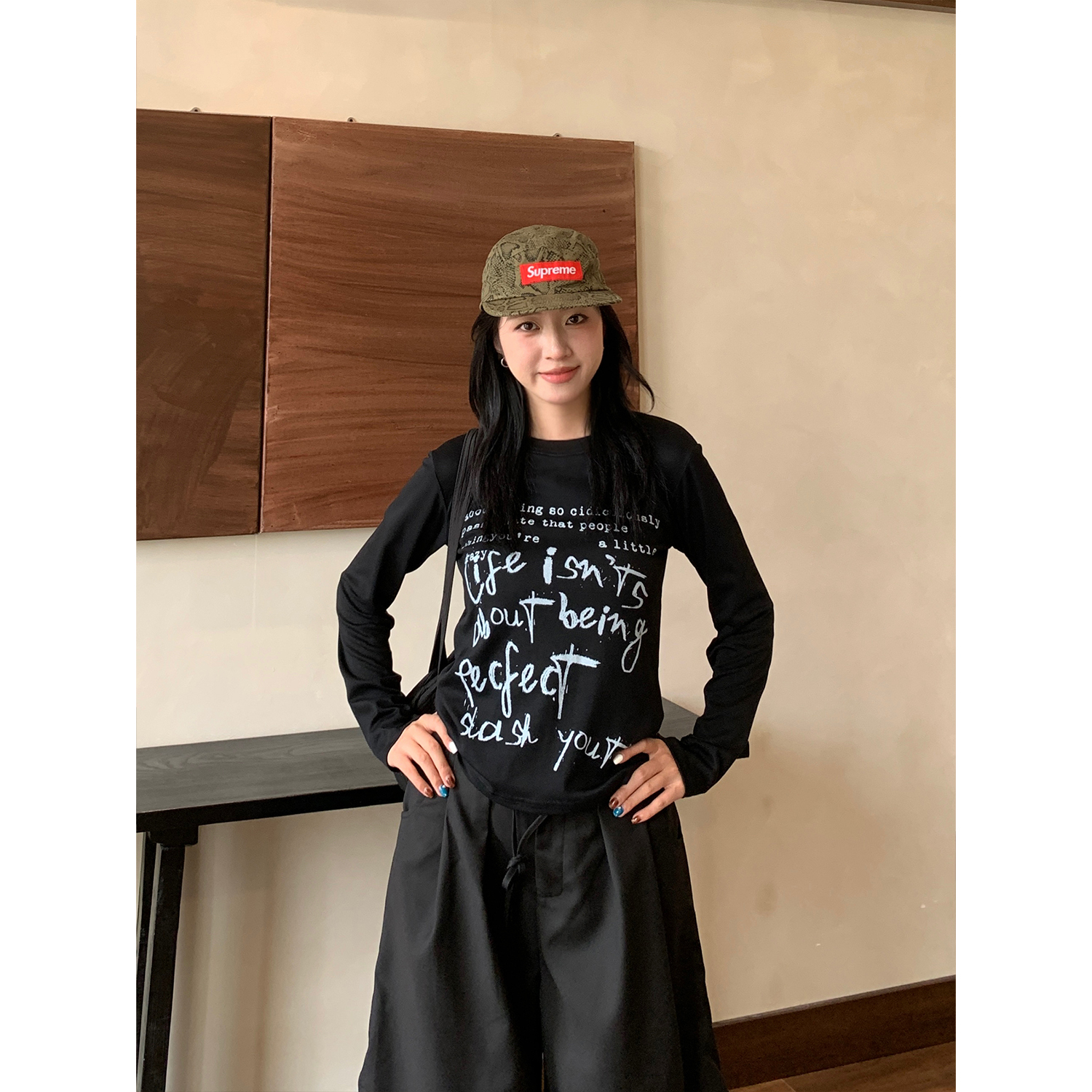 【清仓MA-CT82】木子羊夏季正肩长恤字母印花短款弹力面料T恤女