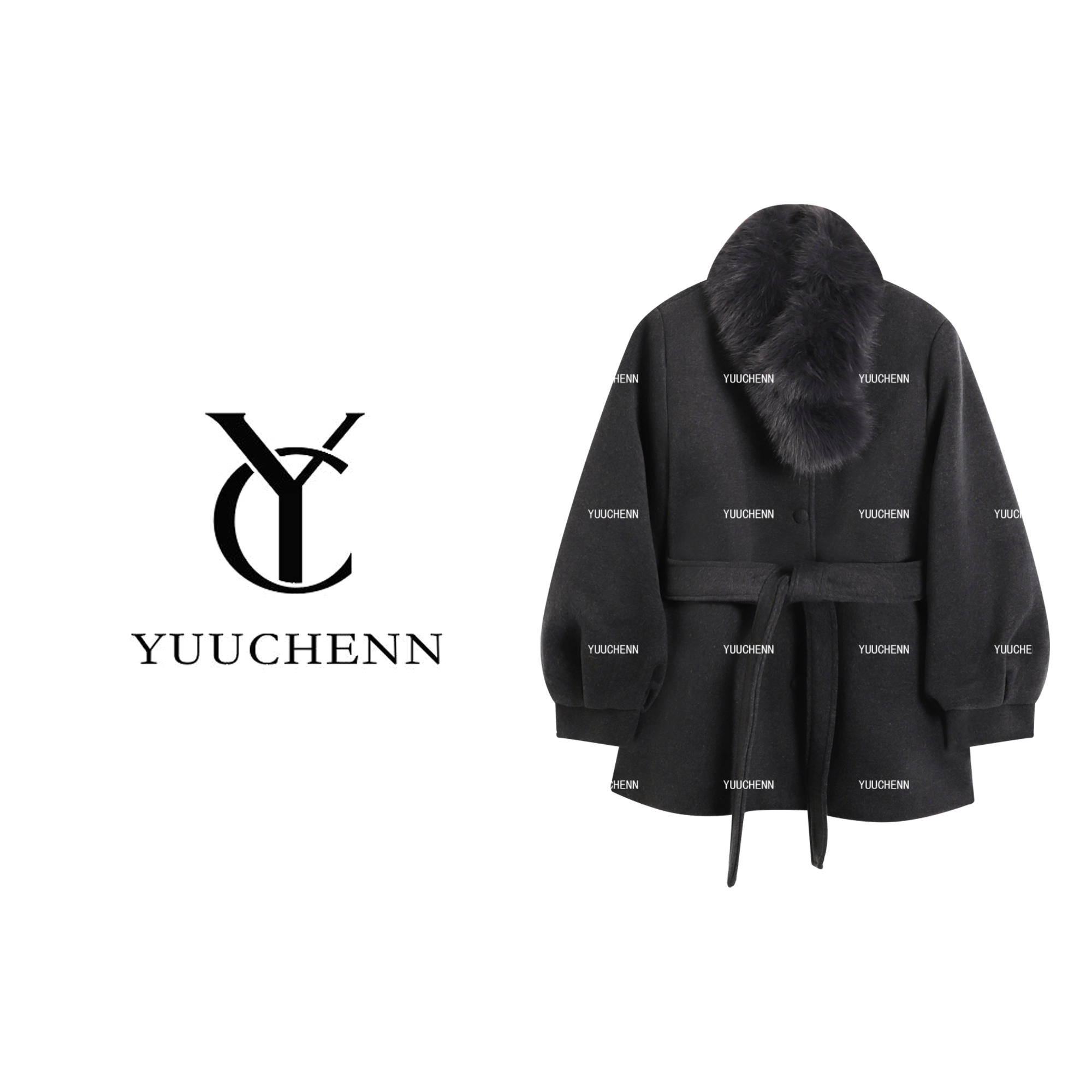 YUUCHENN“怦然心动”羊毛冬季法式宽松型女毛呢外套25C-W80262