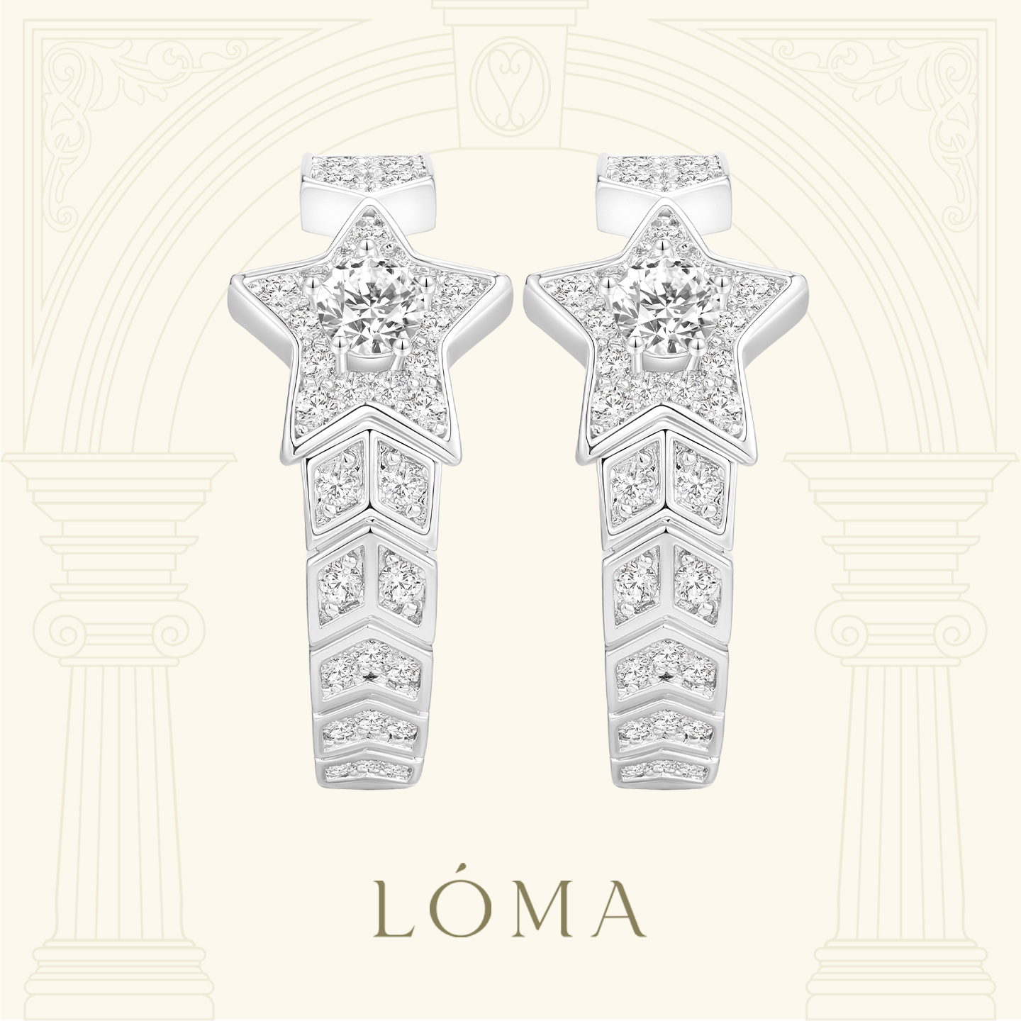 铜合金合成锆石耳饰 LOMA【新品首发】《璀璨星途》精致微镶星星耳圈