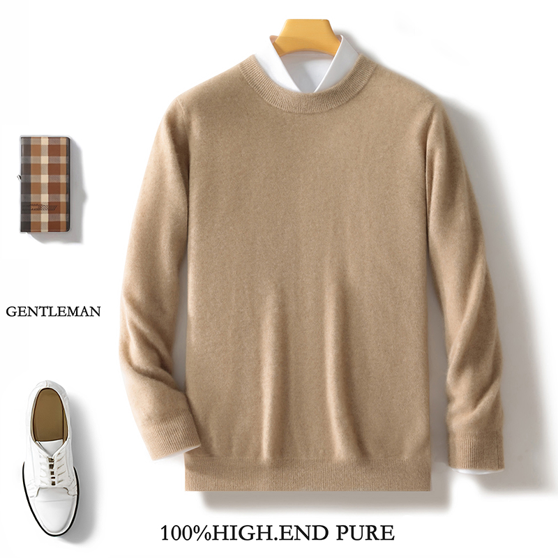 上身太显气质~男士秋冬新款12针经典圆领羊毛衫套头百搭保暖