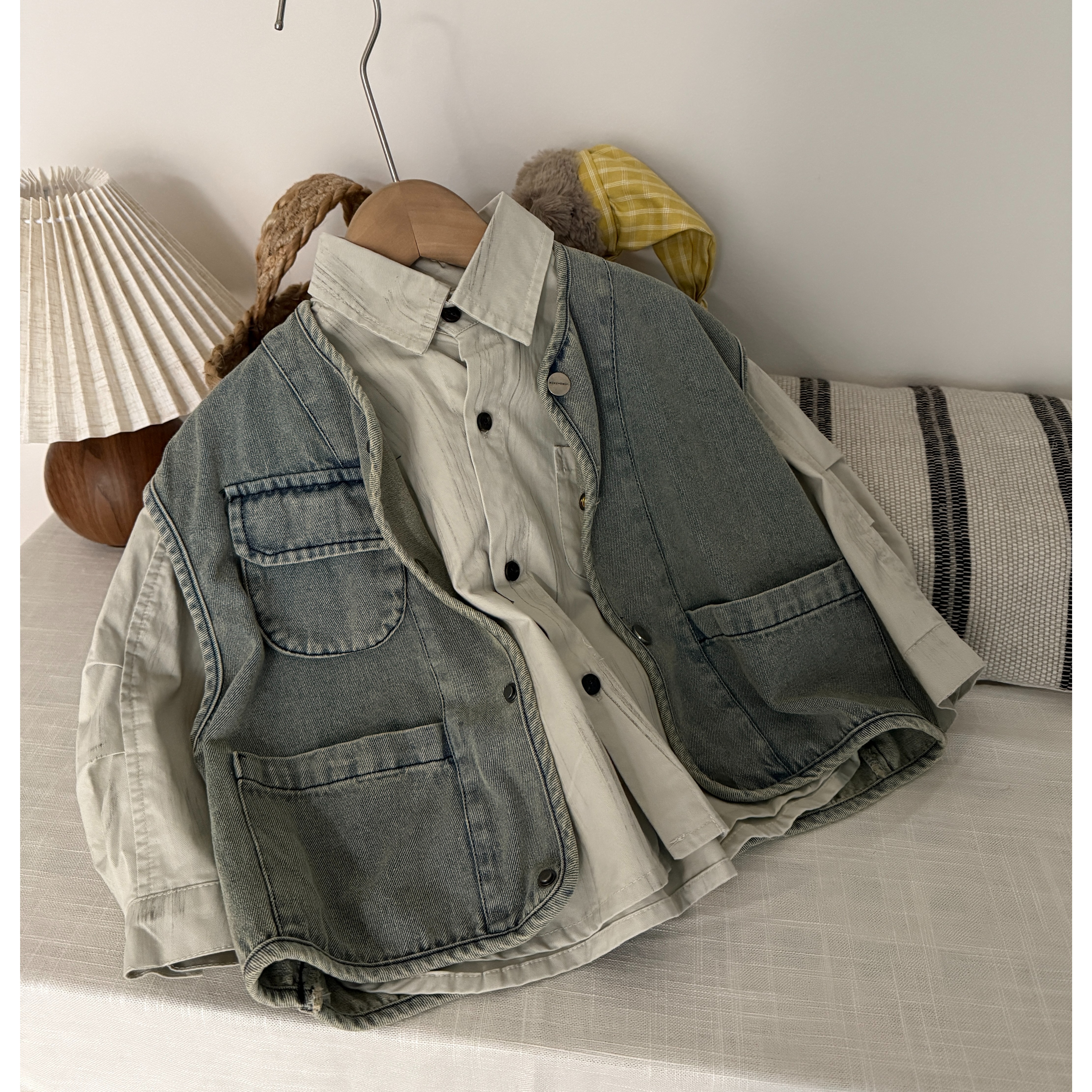 FY023男女童韩版中性款春季牛仔工装马甲