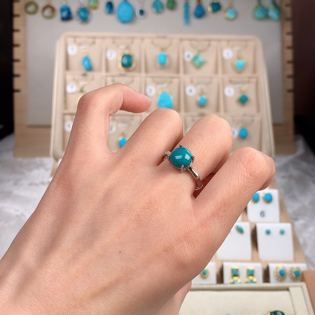 绿松石戒指银S925镶嵌