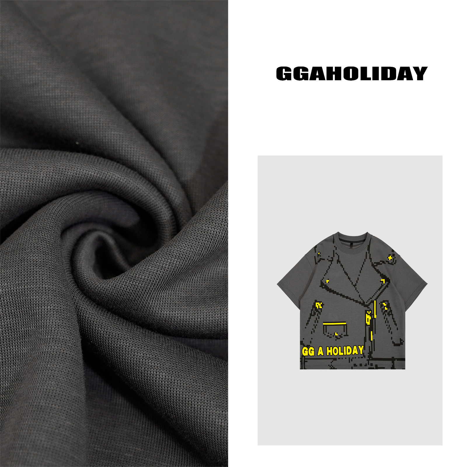 GGAHOLIDAY新款高级美式街头潮流时尚休闲百搭显瘦垂感大T-152197