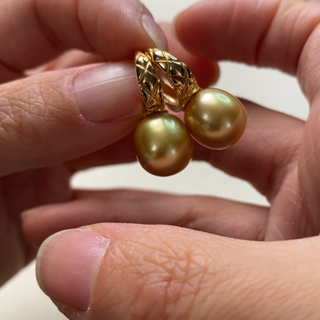 海水珍珠耳饰银S925镶嵌