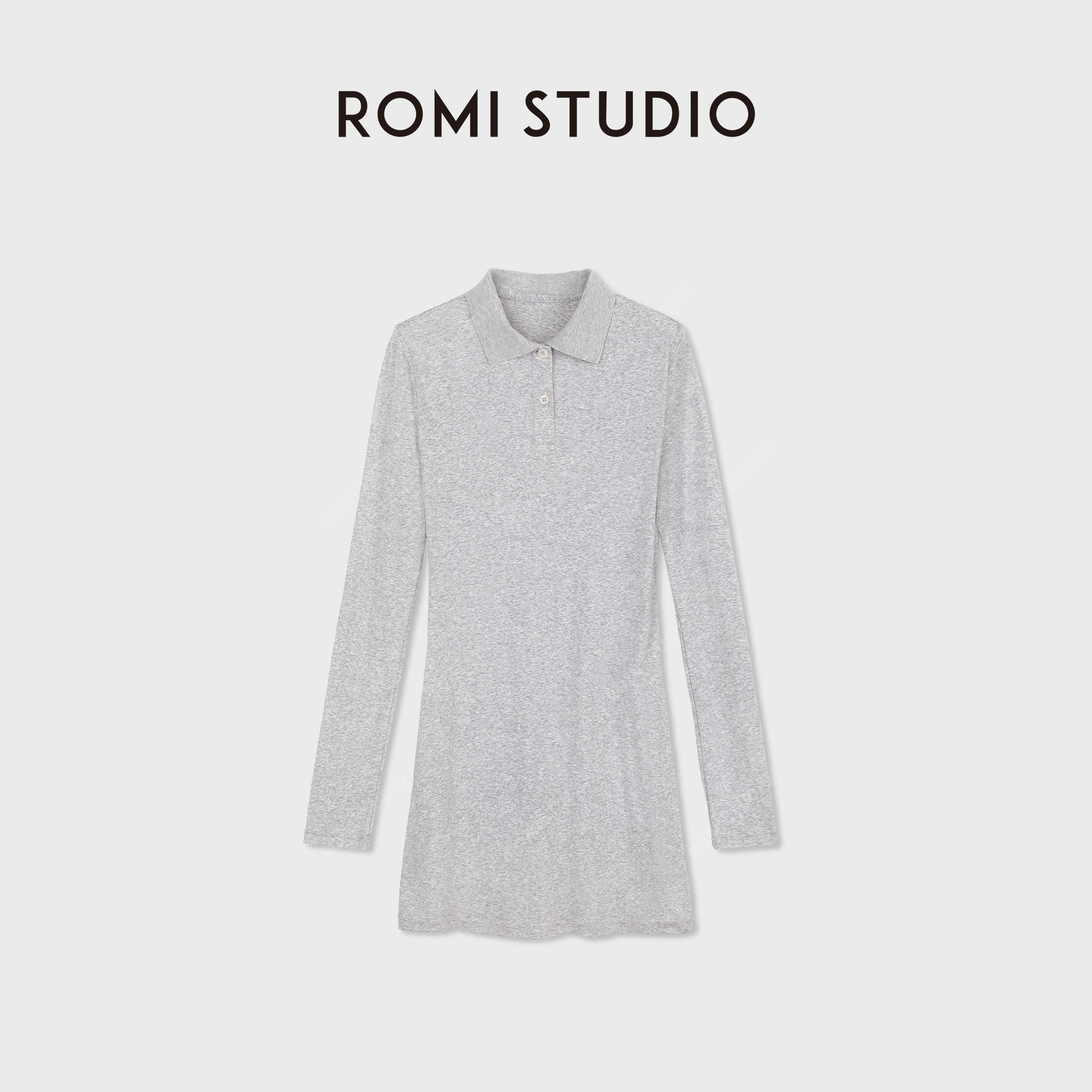 ROMI STUDIO“抖抖连衣裙”舒适精梳棉感微弹中长连身裙RWDSL63126