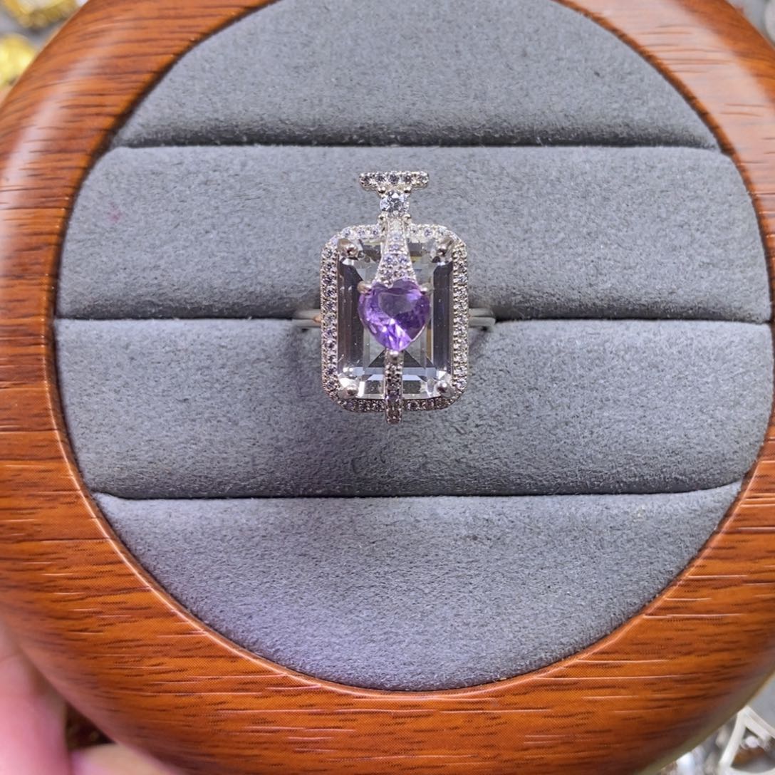 紫晶戒指银S925镶嵌戒指