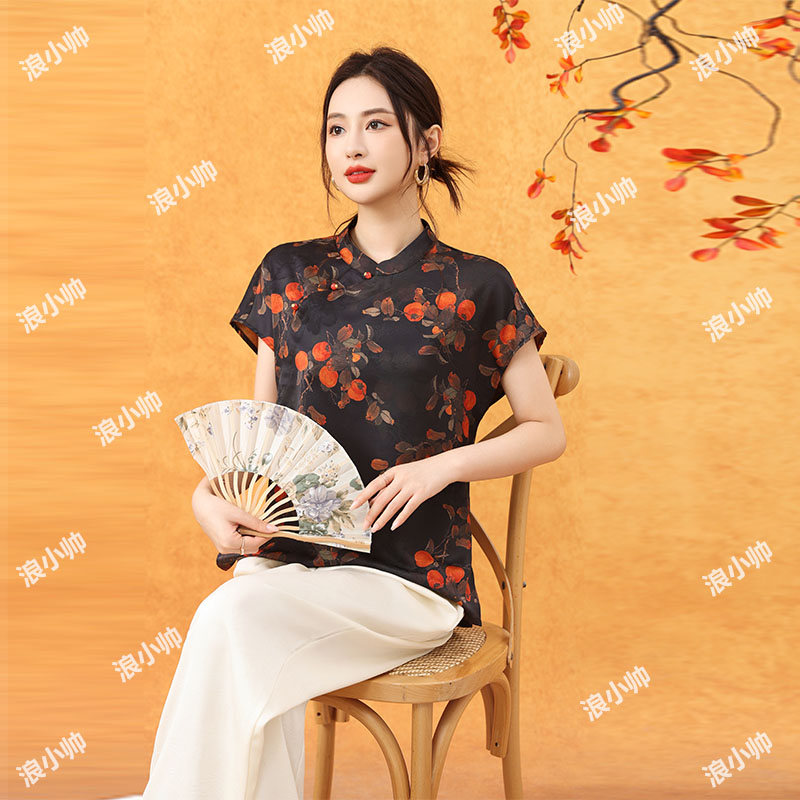 2248【柿柿如意】夏季短袖新国风时尚气质女士上衣
